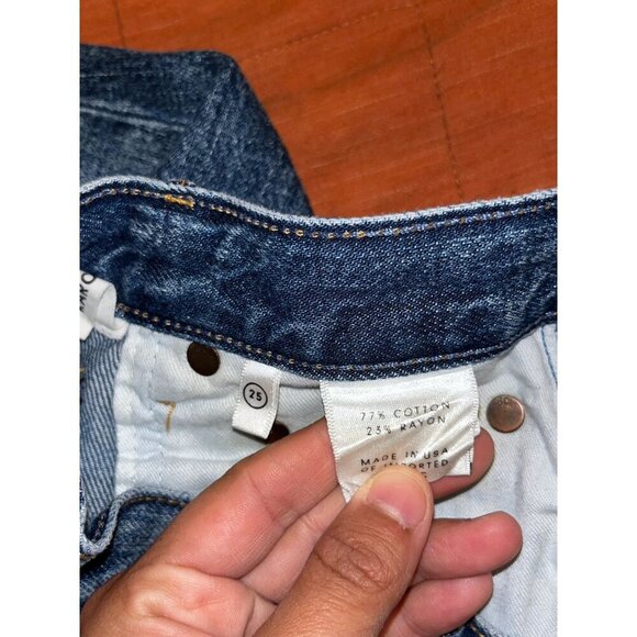 Grlfrnd Blue High-Rise Button-Fly Distressed Look Slim Fit Dark Wash Women's Jea - Picture 10 of 11